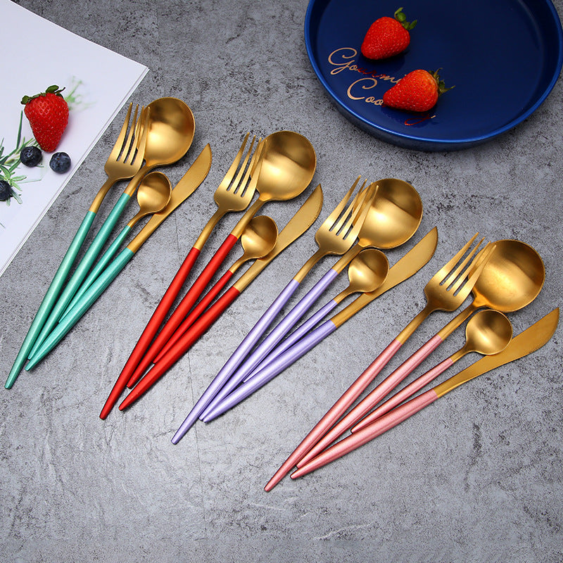 Brushed Set Of Stainless Steel Tablewares