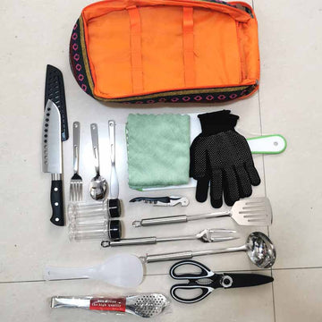 Tent Camping Kitchen RV Cooking Set Utensils Dining Fork Spoon Set